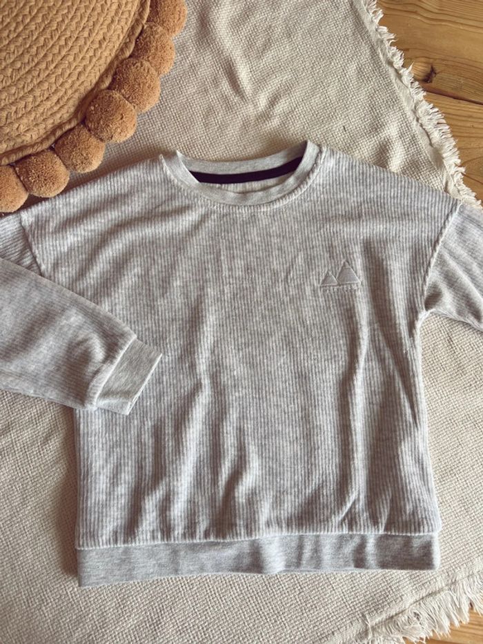 Sweat-shirt velours côtelé gris Kiabi 5 ans