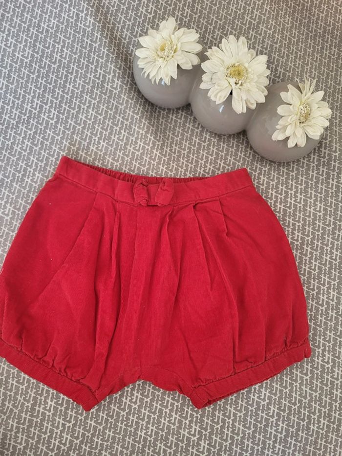 Short bloomer velours côtelé rouge 12 mois jacadi