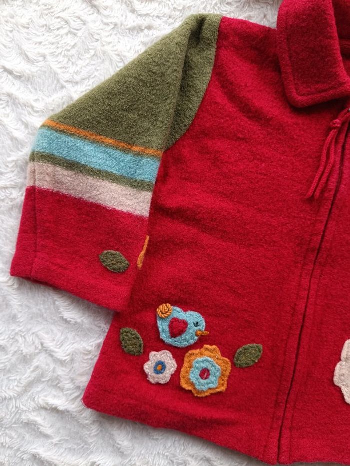 Gilet manches longues Fille 18 mois Fleurs oiseau - photo numéro 3