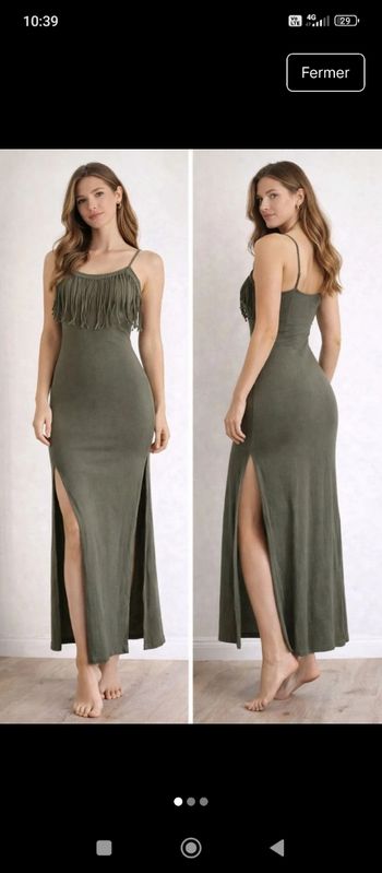 Robe longue kaki ouverture sur le bas 