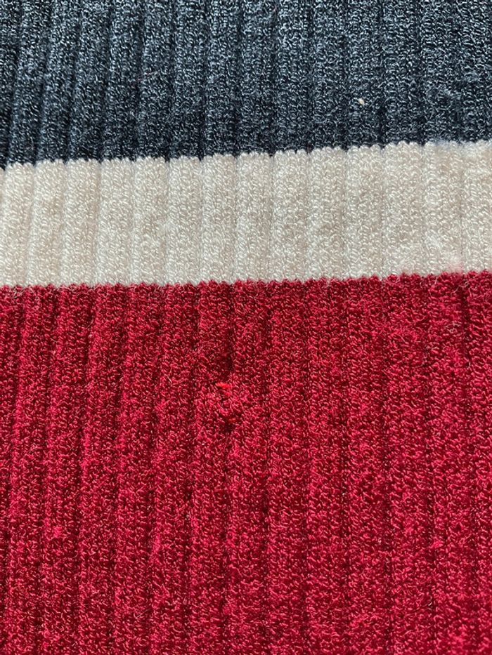 Robe côtelée manches courtes prêt du corps rayée marine et bordeaux Tommy Hilfiger taille L 028 - photo numéro 6