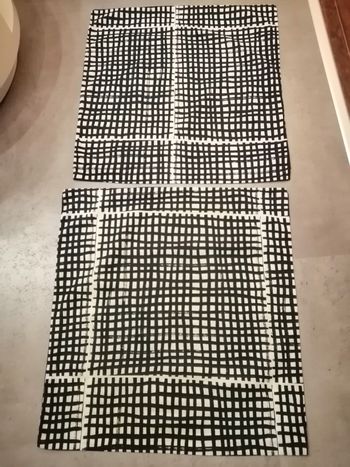 lot de 2 taies d'oreiller noire et écru