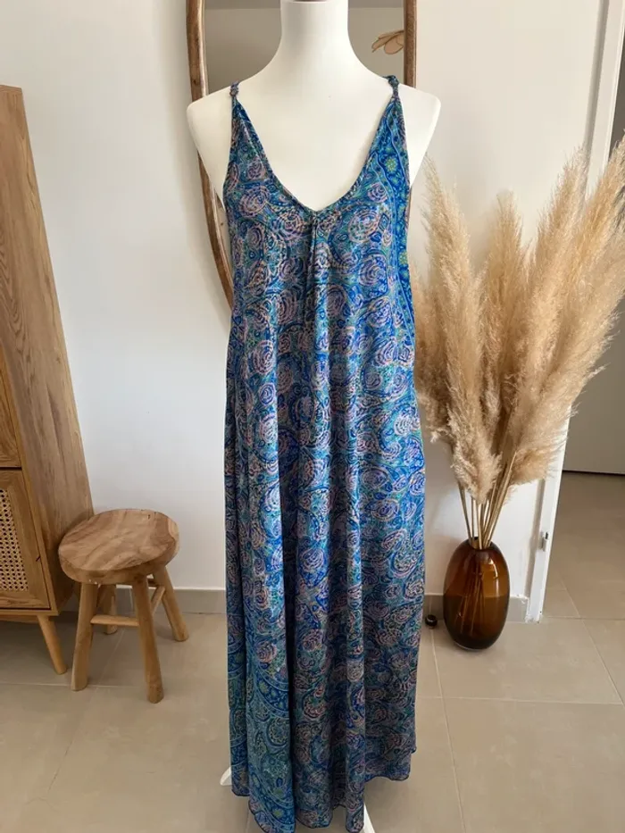 Robe longue d’été bleue, légère et fluide - photo numéro 4