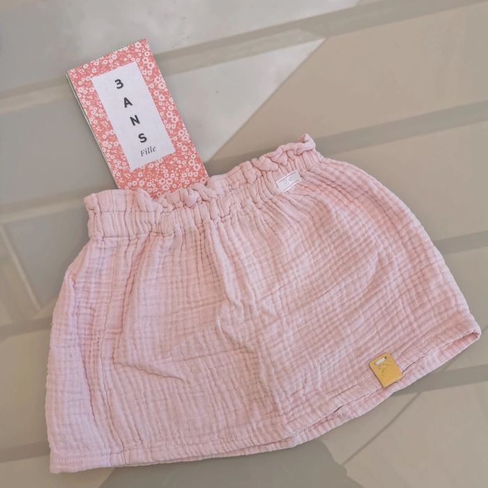 Jupette double gaze coton rose 3 ans Unique
