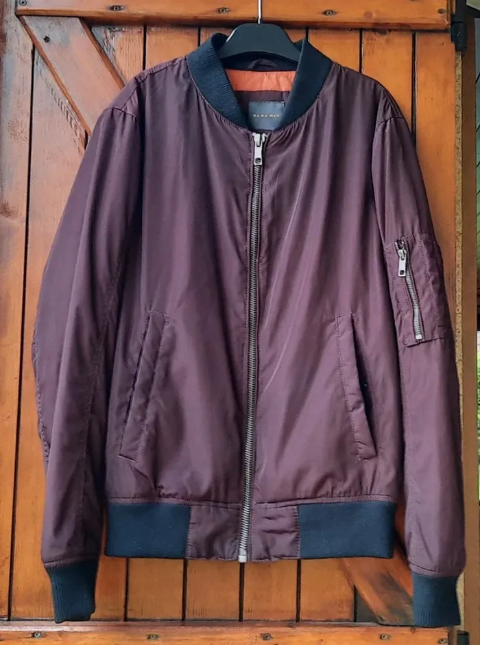 Blouson homme bomber, bordeaux, Zara, taille S