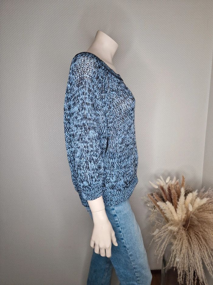 Magnifique pull en maille bleu, manches ¾ - Cop Copine taille 40/42 💎 - photo numéro 3
