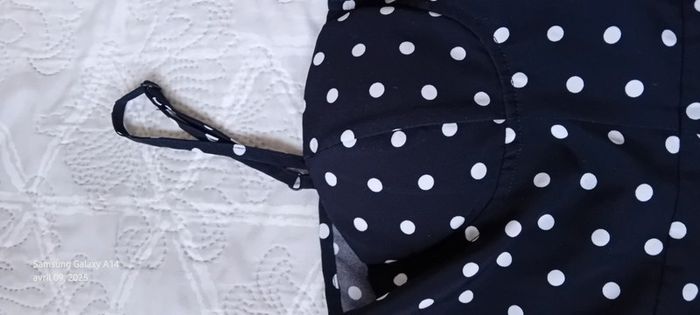 Robe longue fluide fines bretelles à pois avec fente noir femme M shein - photo numéro 12