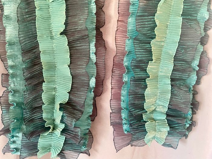 Écharpe gaufrée bleu/turquoise et verte - photo numéro 3