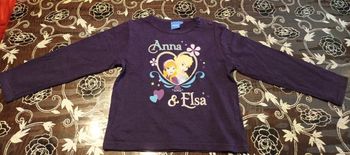 Tee-shirt manches longues violet imprimé Anna et Elsa La Reine Des Neiges