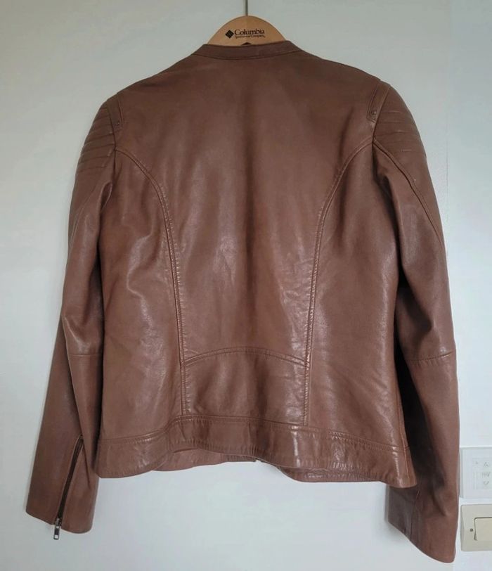 Veste en cuir Naf Naf camel - photo numéro 2