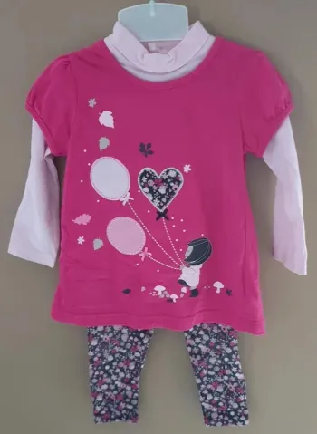 Ensemble 3 pièces rose ballons 18 mois