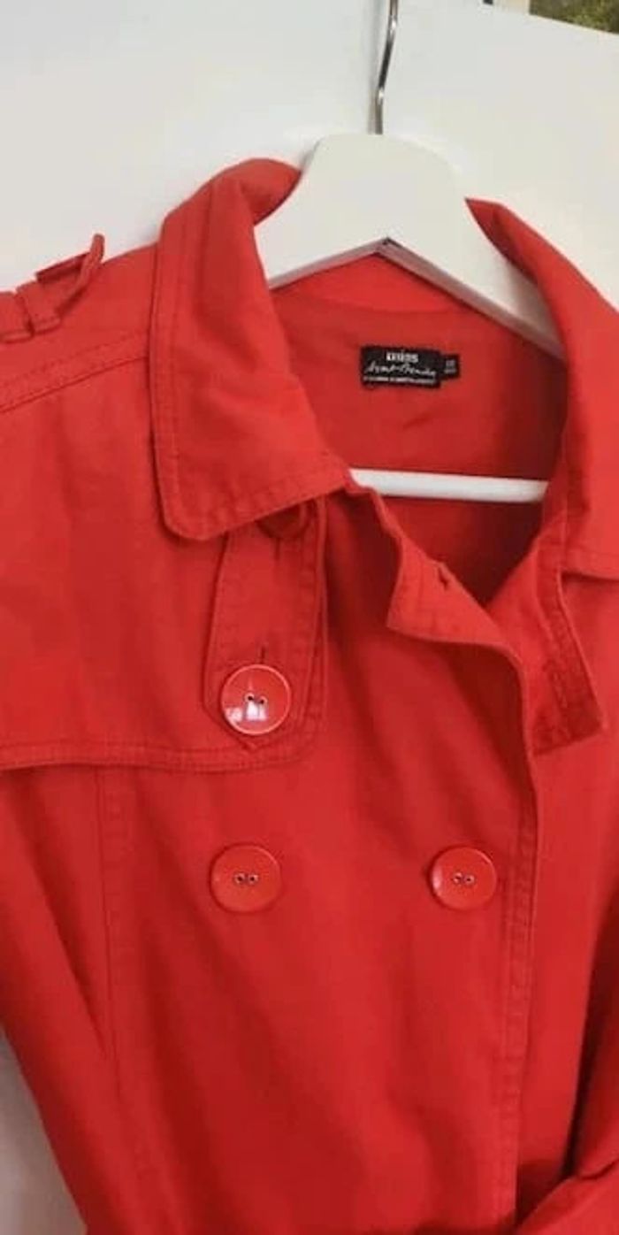 Galeries Lafayette Veste Trench jean rouge 12 ans - photo numéro 3