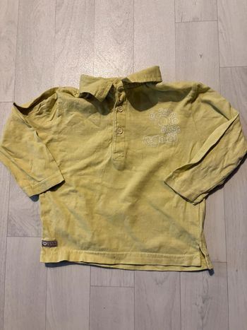 Polo manches longues, jaune vert 12 mois les p’tits babies très bon état