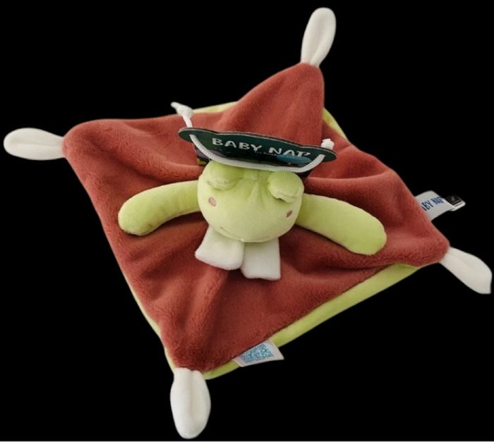 ❤️B4575 Mon Doudou Grenouille Mouchoir Plat BABY NAT Babynat Vert Rouge Brique - photo numéro 2