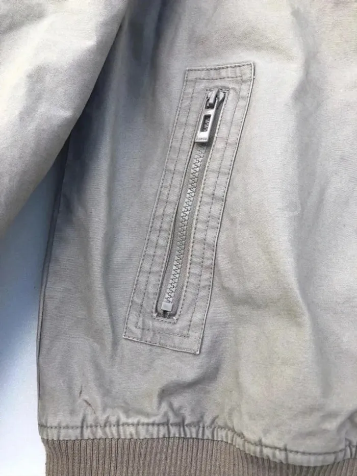 Cargo Vintage coat jacket hoodie beige camel Mens L - photo numéro 15
