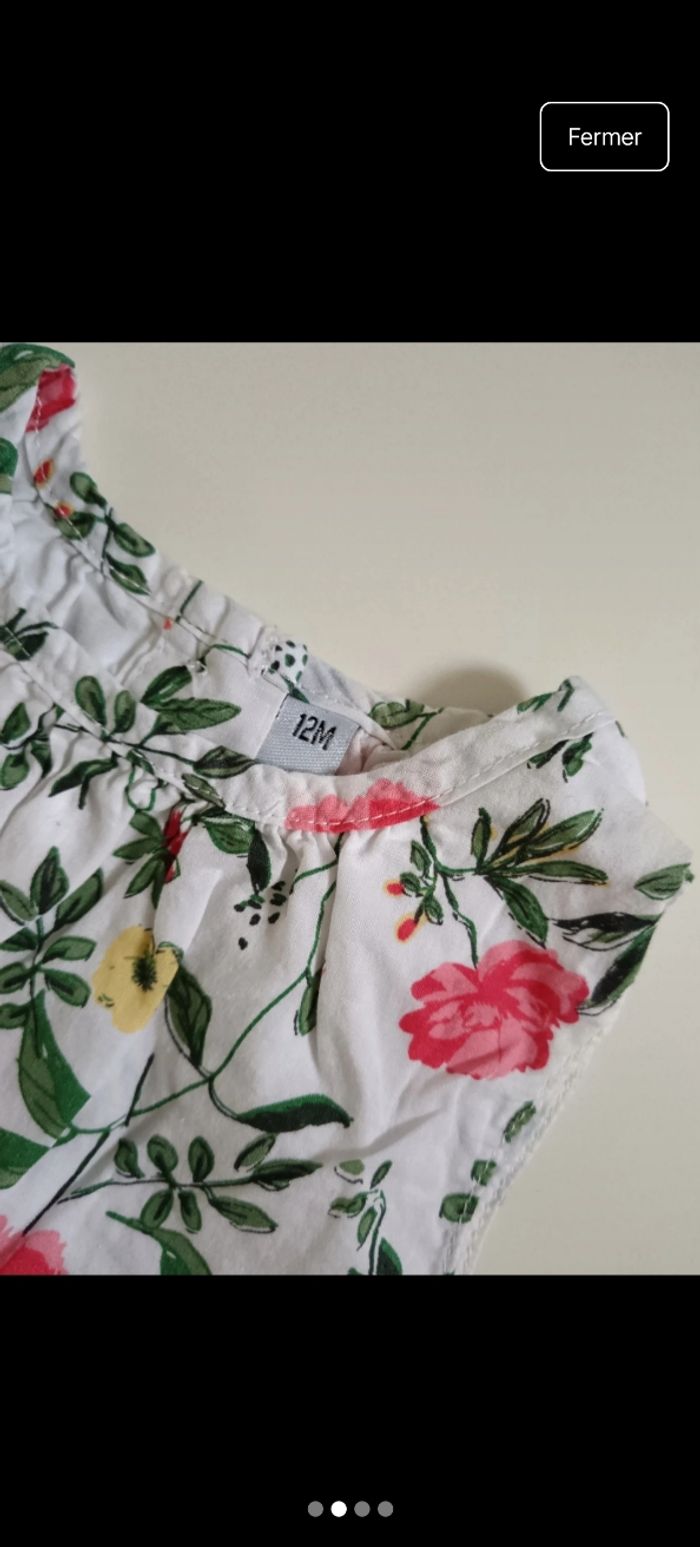 Tee shirt fleuri vert rose 12 mois - photo numéro 2