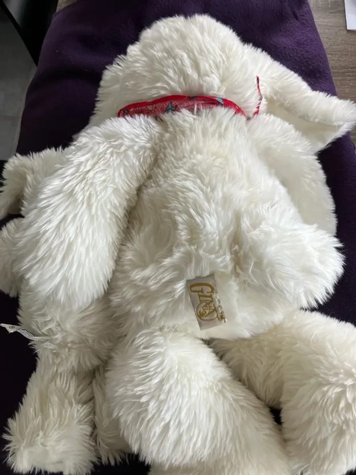 Peluches chien blanc - photo numéro 4