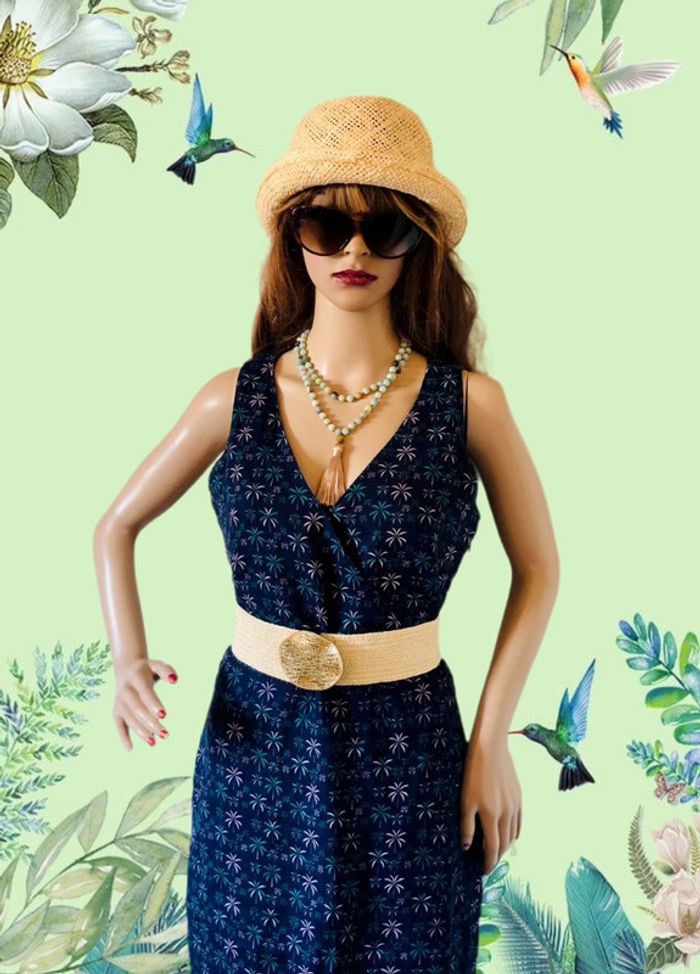 🌴Robe d’été nature 100% lin Etam Palm tree vibes Summer dress🌴 - photo numéro 3