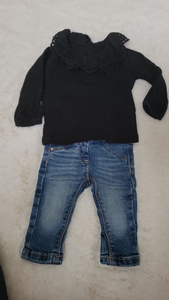 Look complet 3 mois – top col dentelle + jean slim