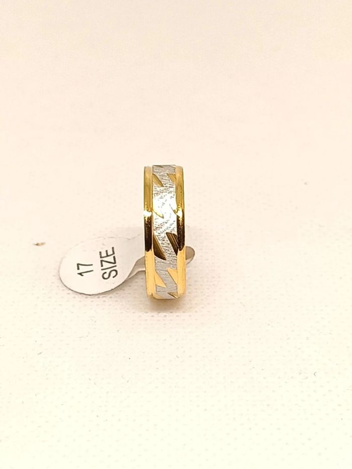 Bague anneau acier doré et argenté type alliance - photo numéro 2