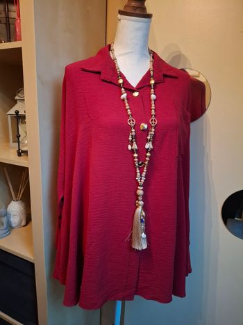 Chemise tunique rouge rubis neuve