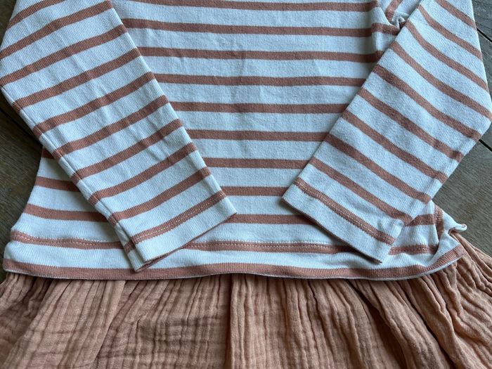 Robe rayée ocre et blanc Petit Bateau 4 ans - photo numéro 2