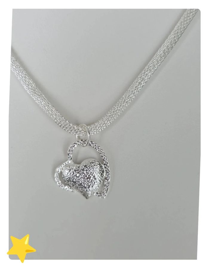 Collier plaquage argent avec pendentif cœur 50cm - photo numéro 2