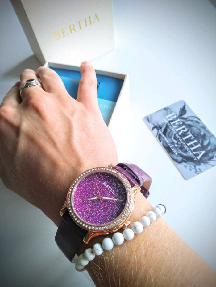 Montre bertha à quartz Prune et doré rose - photo numéro 4