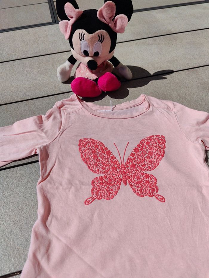 Tee shirt ml fille rose 18 mois - photo numéro 2