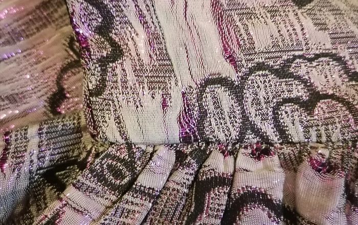 Tunique asymétrique violet brillant fleurs taille XL Vintage - photo numéro 10