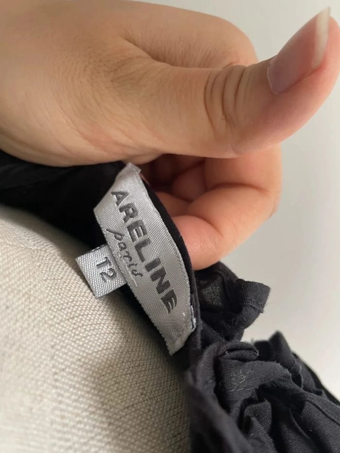 Cache-cœur fleuri noir en coton - photo numéro 6