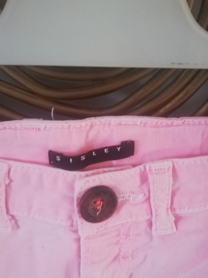 Short Fille T7/8ans couleur rose/corail marque Sisley - photo numéro 3