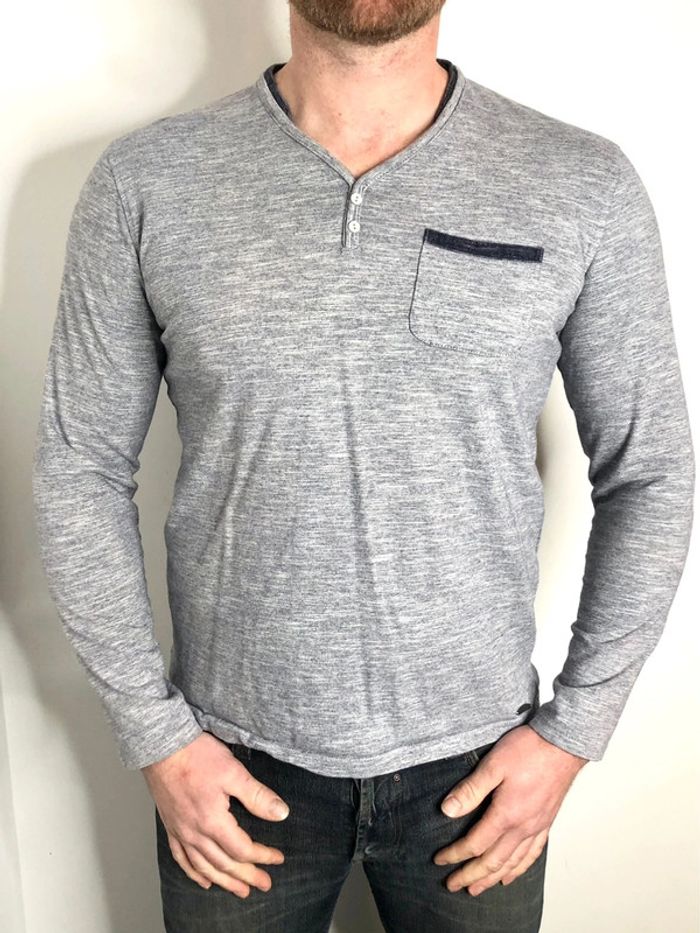 T-shirt manches longues bleu chiné Lee Cooper taille XL - photo numéro 3