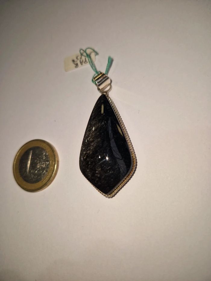 Pendentif obsidienne argentée Mexique - photo numéro 7