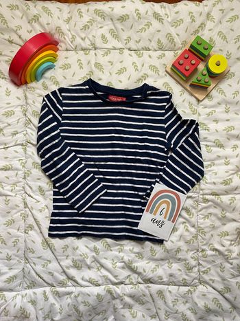 teeshirt manches longues marinière marine rayé blanc 6 ans tissaia