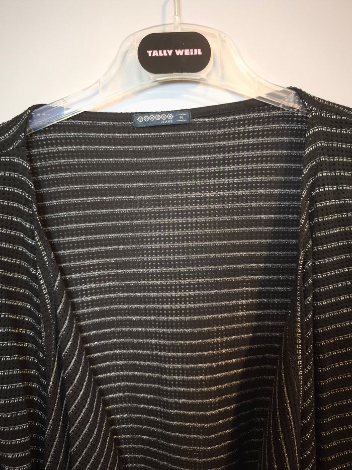 Gilet noir à rayures argentées BONOBO – Taille M – impeccable 🌟 - photo numéro 2