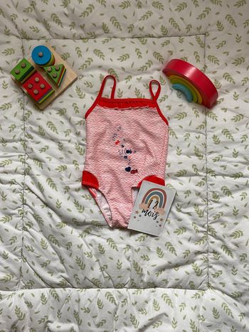 maillot de bain 1 pièces blanc et orange 12 mois tissaia