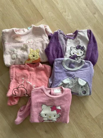 Lot 5 pyjama velours fille 6 mois