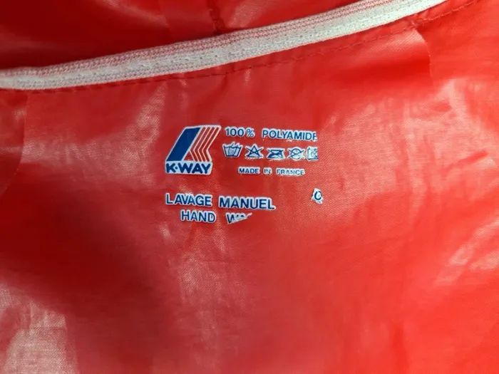 K-Way Vintage Rouge – Made in France – Coupe-vent à capuche (562) - photo numéro 9