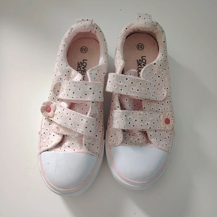 Paire de basket en toile rose lovely skull taille 33