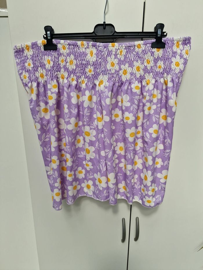 Short Large Taille Haute Lila Imprimé Marguerites - photo numéro 2