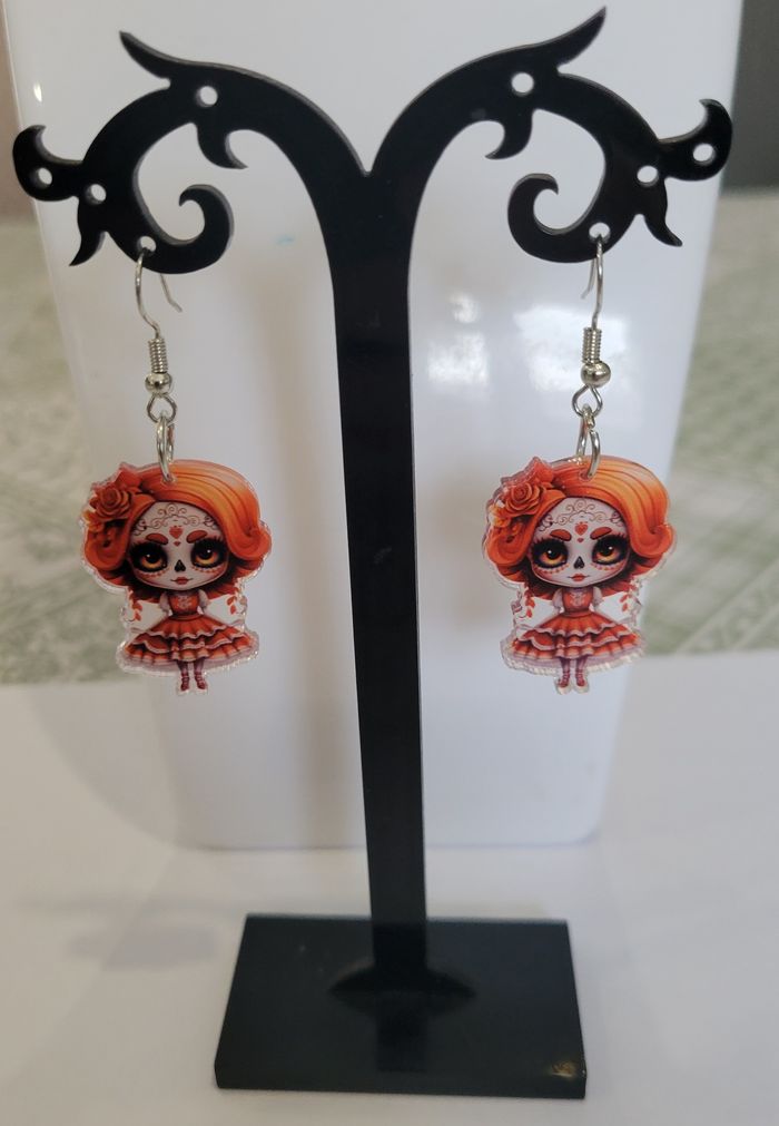 BOUCLES D'OREILLES POUPEE SANTA MUERTE HALLOWEEN ! NEUVE ! MODELE 8