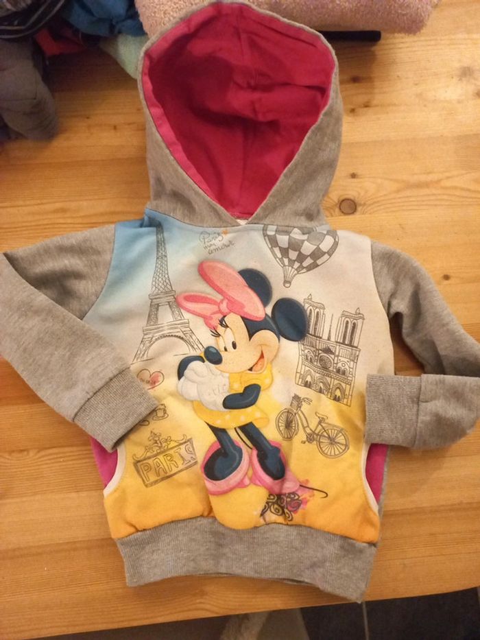 Beau sweat bébé fille Minnie a Paris coloré taille unique 12 a 24 mois