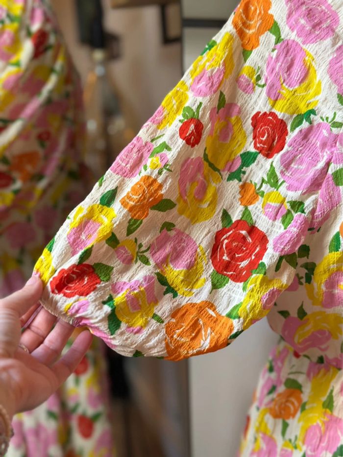 Robe d’été fleurie dos lacé Mango – taille L - photo numéro 6
