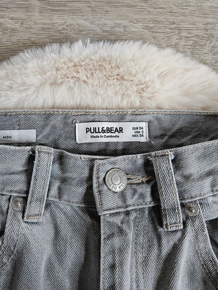 Jean mom taille haute gris clair T.XS Pull & Bear - photo numéro 5