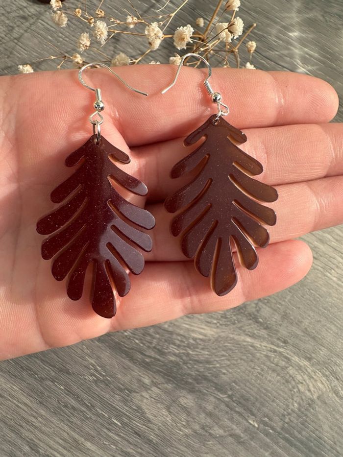 Boucles d'oreilles feuilles - photo numéro 4