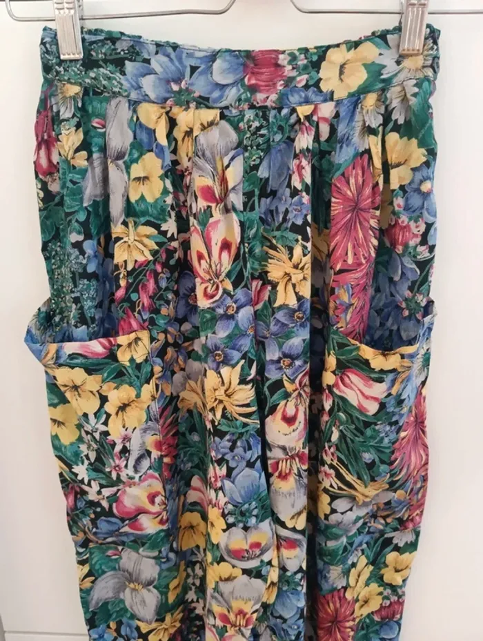 Pantalon vintage fleurs multicolores léger René Derhy - photo numéro 9