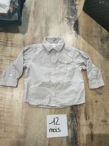 Chemise manches longues pour bébé garçon 12 mois grise obaïbi
