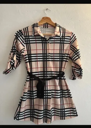 Robe chemise beige / noir T6.7 ans