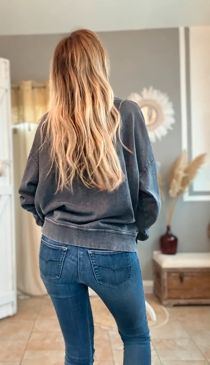 Sweat gris foncé noir ourson et strass Taille unique - photo numéro 12